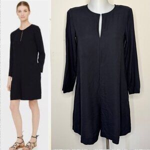 Club Monaco Romper 100% Silk Black Long Sleeve Jumpsuit One Piece Contemporary 0